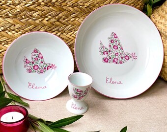 Personalized Dove Liberty Rose baptism tableware set