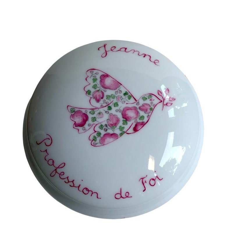 Boîte à bijoux de Première Communion ou de Confirmation personnalisée Colombe Liberty Rose image 3