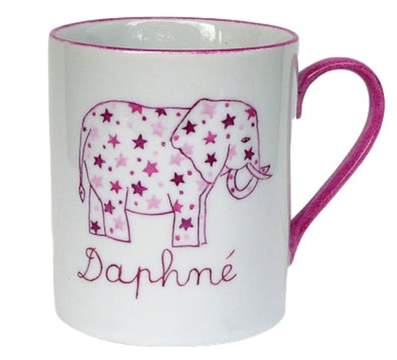 Cadeau Pour Une Petite Fillemug d'enfant Personnalisé Eléphant Etoilé Rose