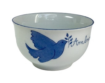 Baptism or First Communion gift: Colombe Navy Blue personalized bowl