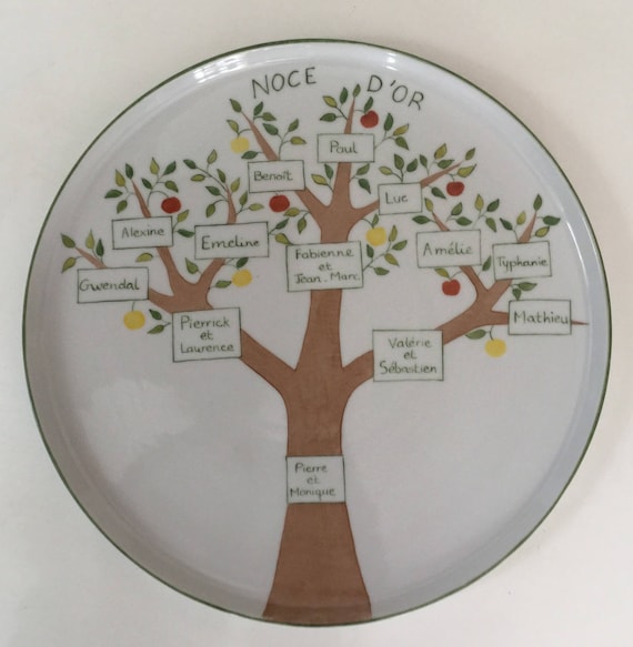 Plat Personnalise Arbre Genealogique Pommier Pour Un Etsy