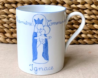 Cadeau religieux: Mug en porcelaine Sainte-Vierge pour première communion, baptême, profession de foi