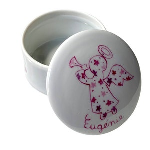 Boîte à dragées de baptême ou de communion personnalisée en porcelaine peint main