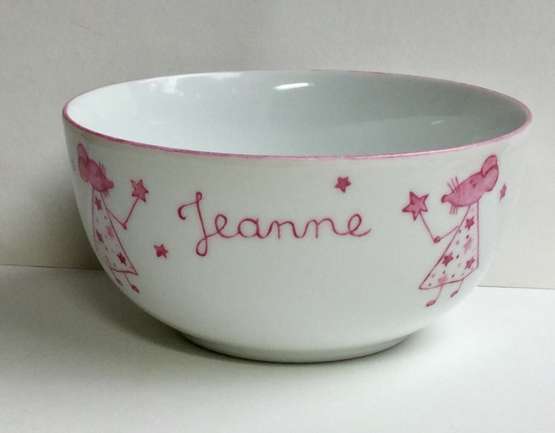 Bol Petit Déjeuner Personnalisable Pour Enfant - Modèle Animaux Avec Prénom, Céramique Blanche, Résistant Lave-vaisselle Et Micro-ondes