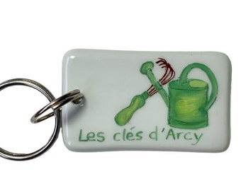 Porte clé rectangulaire personnalisé pour Maison de campagne peint à la main