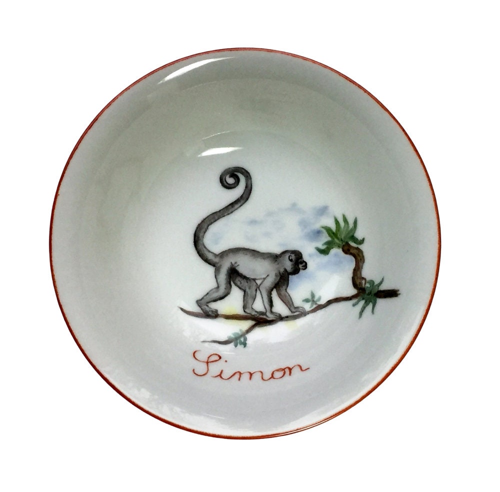 Coupelle en Porcelaine Pour Enfant Singe, Service Animaux de La Savane