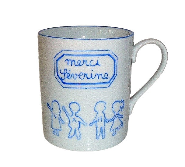 Cadeau Pour Remercier La Nounou Mug avec Silhouettes d'enfants et Prénoms