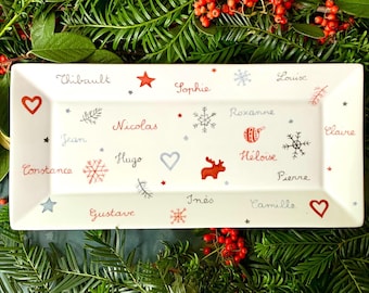 Christmas cake plate with family names, Christmas gift for a grandmother