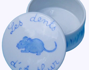 Boîte à dents de lait petite souris bleue