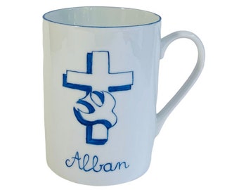 Personalized Cross and Dove Mug for Confirmation, First Communion or Profession of Faith