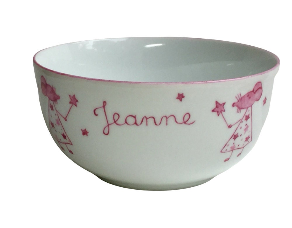 Bol d'enfant Personnalisé Fée Souris Rose