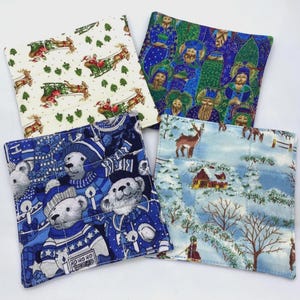 Handmade Christmas Cotton Coasters - Set of 8 Festive Drink Mats