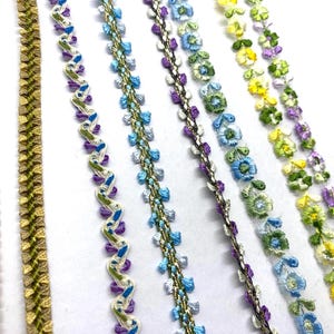Vintage Sewing Trim – 3m – Floral, Loop, Woven Ribbons – Made in USA – Embellishment for Tilda, Crafts, Scrapbooking – Free UK Delivery
