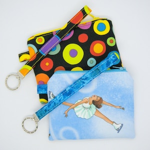 Monedero de algodón hecho a mano con llavero a juego: perfecto para monedas, tarjetas o auriculares, 12 cm/10 cm