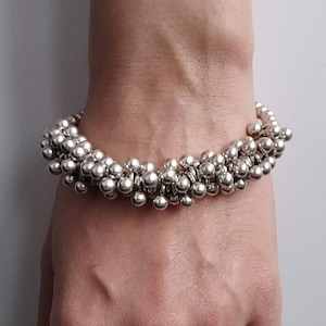 Silver bead bracelet antique look adjustable turkish bracelet woman elegant jewelry gifts for her bold vintage jewelry