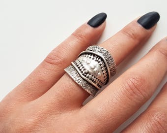 Antique silver plated ring, vintage jewelry, bohemian ring, Turkish jewelry, ottoman ring, gift for her