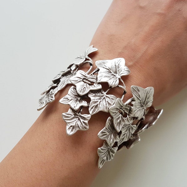 Poison ivy bracelet/ ivy leaf bracelet/ silver ivy jewelry/ turkish jewellery/ antique jewelry/ mother's Day gift
