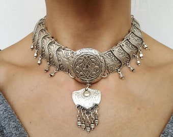 Choker antique silver plated turkish jewellery ottoman choker coin necklace silver middle eastern choker ottoman jewellery