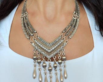 Boheemse ketting met geoxideerde zilveren plating en antieke uitstraling