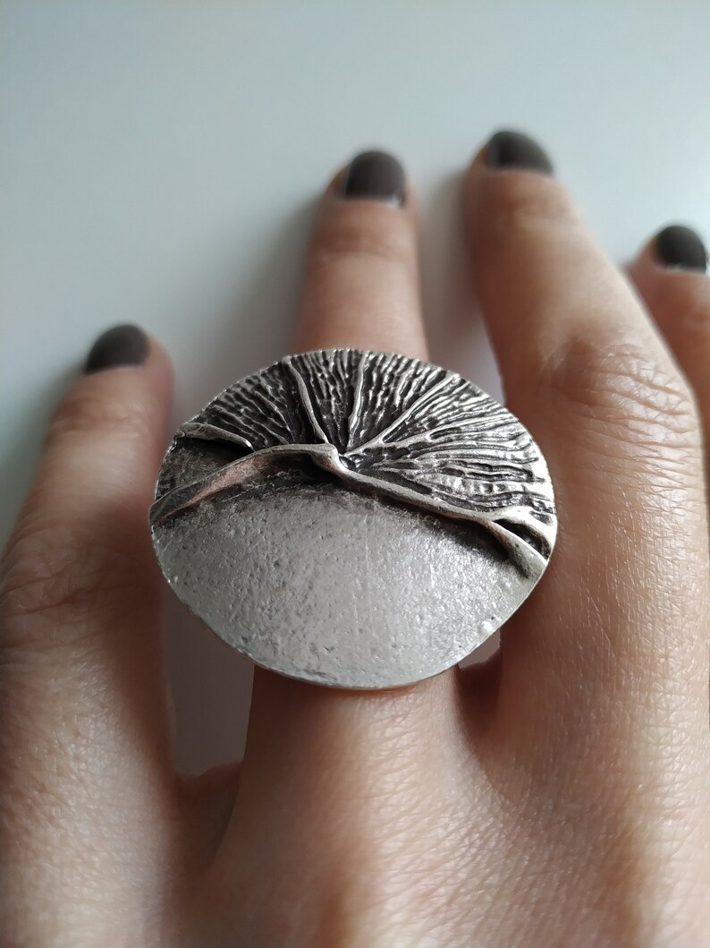 Large Round Ring/ Round Antique Silver Ring/statement Ring/ Turkish ...