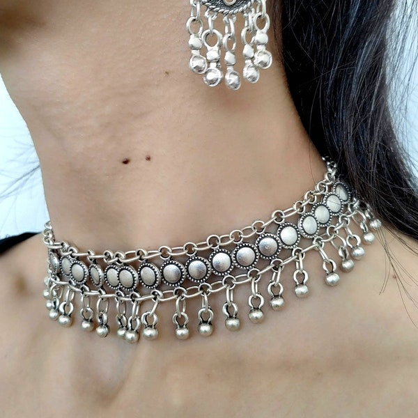 Choker necklace/silver choker /coin necklace/ turkish jewelry/ statement necklace/Ethnic jewellery/ christmas gift