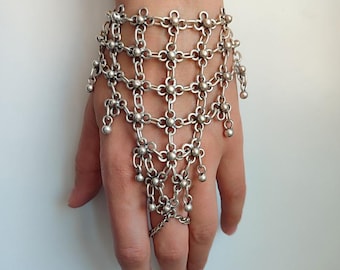 RANA - Turkse handketting, Ottomaanse slavenarmband, antieke sieraden uit het Midden-Oosten, islamitische cadeaus voor haar, bloemenring, kettingarmband