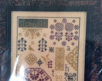 Examplar Dames Design Quaker Series "Strength" Cross Stitch Sampler Chart