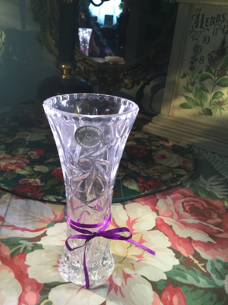 Lenox Crystal Star Vase 6 Fine Full Lead Etsy