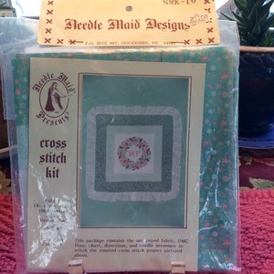 Needle Maid Designs Cross Stitch Kit Pillow Floral Wreath