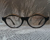 Vintage HUDSON Black And Gold 1960S Oval MOD Retro EYEGLASS Frames