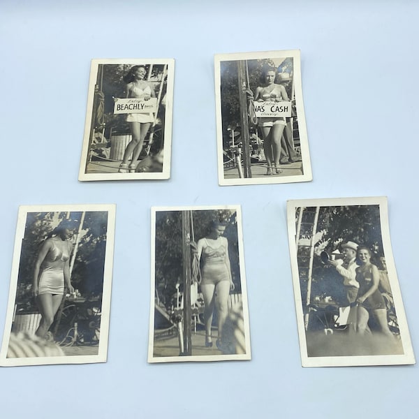 6 Vintage Original 1941 Lincoln Nebraska Swimsuit Beauty Contest Pin Up Black White Photos