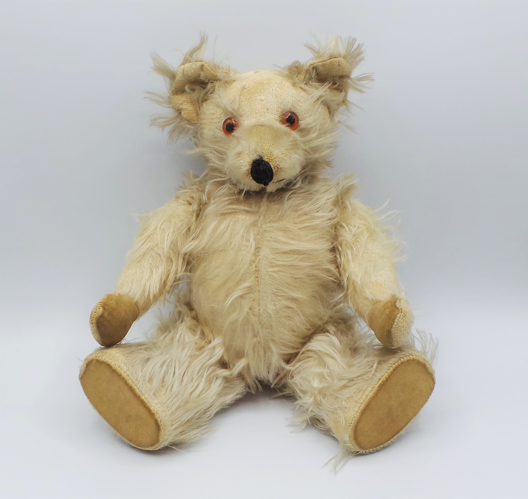 ビンテージ　テディベア　teddy bear Antique HELVETIC? Blond Mohair TEDDY BEAR 1920S Working! - Etsy