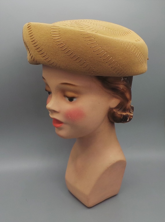 Vintage Camel Colored Ladies WOOL Hat Union Made U