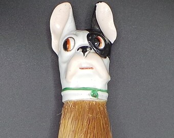 Antique CHINA FRENCH BULLDOG Germany Barber Brush