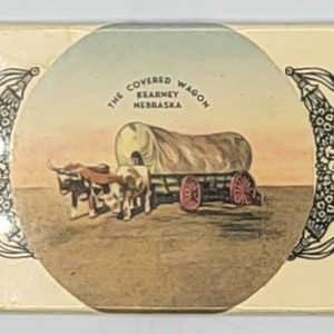 Vintage Kearney Nebraska Pocket Mirror Covered Wagon Oregon Trail