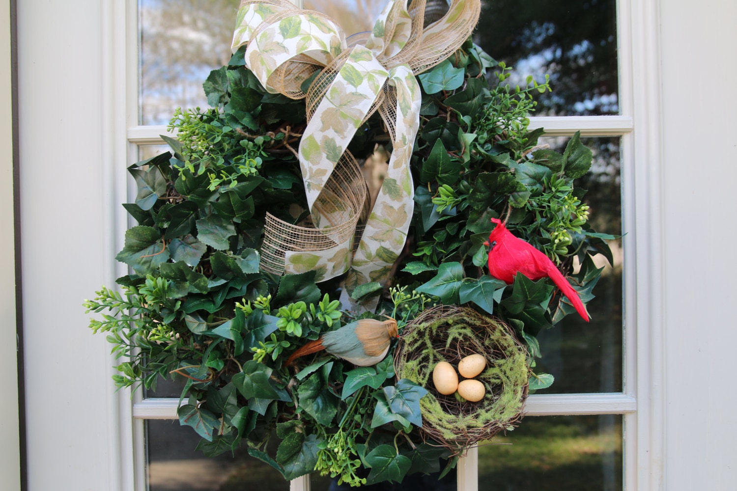 Cardinal bird wreath Front door wreath bird decor Christmas Etsy