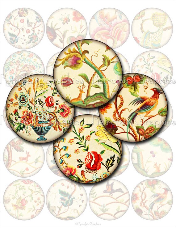 Tapestry Embroidery Designs 2 Inch Circles Digital Collage Etsy
