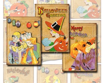 Illustraties voor Halloween digitale Collage blad, afdrukbare Art Deco Masquerade Gift Tags, Instant Download