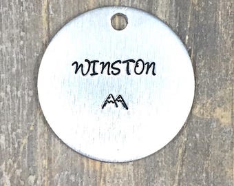 Personalized Dog ID Tag: Hand Stamped Aluminum Pet Name Tag