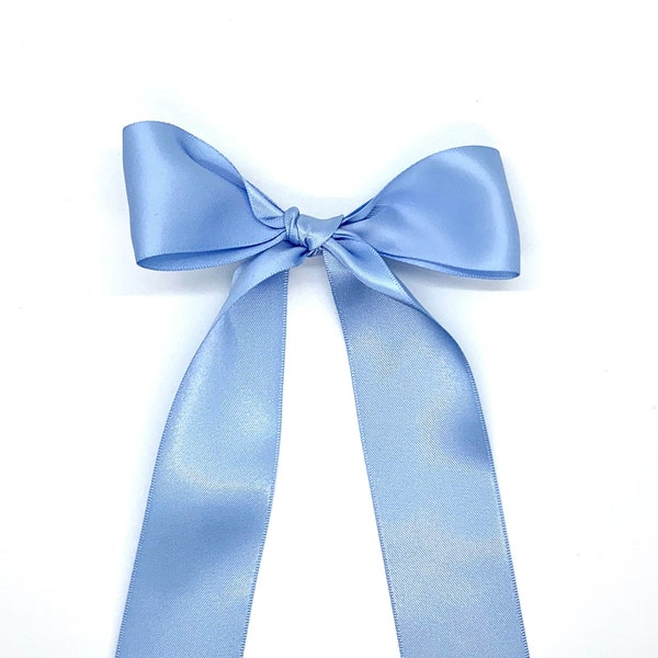 Satin Hair Bow: Light Blue