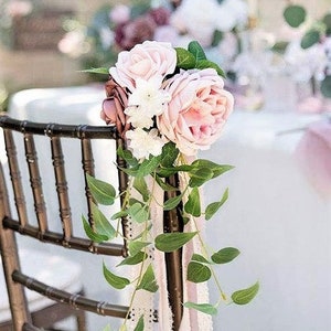 Ivory/Blush Pink Wedding Chair Flower, Blush Wedding Aisle Flower, Church Pew Flower, Wedding Ceremony Aisle Decoration, Wedding Pew Decor