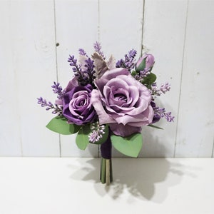 Shades of Purple Wedding Bouquet, Purple Rose Flower Bouquet, Lavender Bridesmaid Bouquet, Purple Table Flower, Purple Flower Girl Bouquet