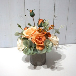 Burnt Orange Wedding Table Centerpiece, Peach Floral Bouquet, Wedding Table Decor, Summer/Autumn Table Flower, Eucalyptus Wedding Bouquet