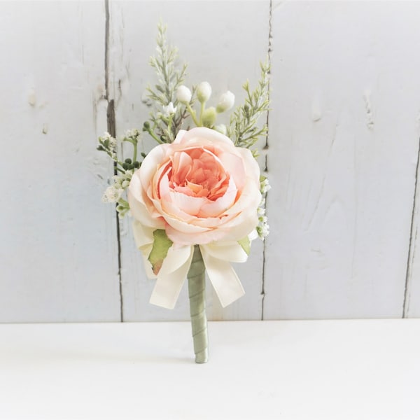 Blush Boutonnieres, Blush Buttonhole, Blush Corsage, Blush Wedding, Woodland wedding, Rustic wedding