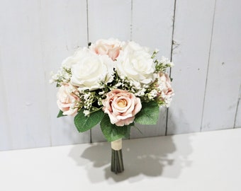 Light Blush Floral Bouquet, Blush Bridesmaid Bouquet, Baby's Breath Wedding Bouquet, Blush Table Flower, Flower Girl Bouquet