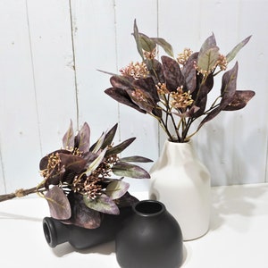 6 stengels kunstmatige gezaaide eucalyptus, eucalyptus bladeren, boeket groen, bruine eucalyptus, kerst decor, bruiloft decor, eucalyptus stengel