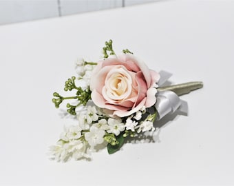 Blush Boutonnieres, Blush Buttonhole, Blush Corsage, Blush Wedding, Woodland wedding, Rustic wedding