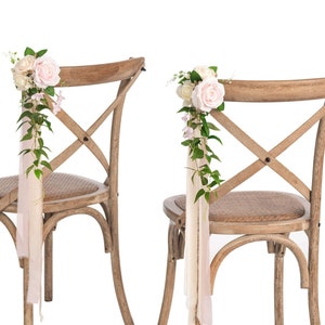 Ivory / Blush rosa Hochzeitsstuhl Blume, Blush Hochzeit Gangblume, Kirche Kirchenbank Blume, Hochzeitszeremonie Gangdekoration