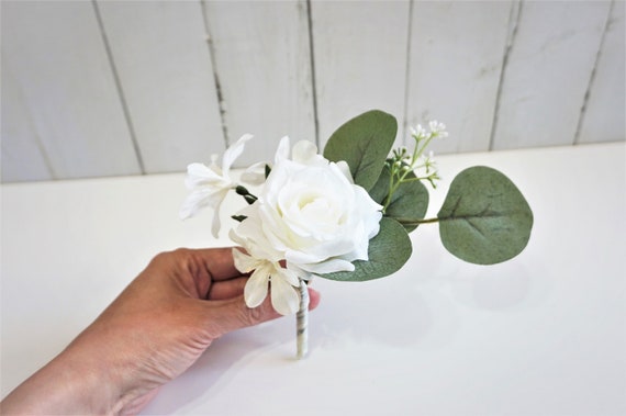 White Rose Wedding Cake Flower, Eucalyptus Wedding Cake Flower Bouquet, Cupcake Flowers, Wedding Cake Decor, Wedding Cake Topper
