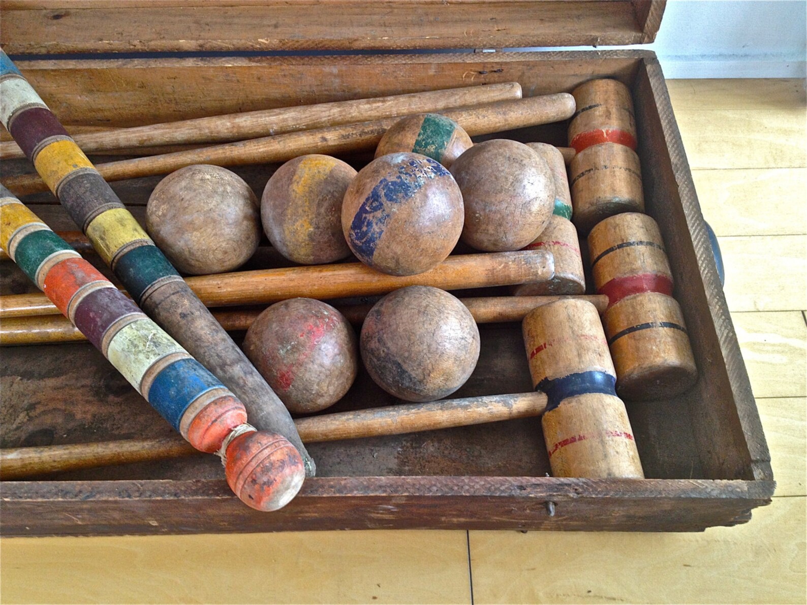 Antique Victorian Croquet Set in original dovetail wooden box. Etsy